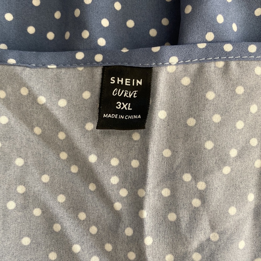 SHEIN | New SHEIN Curve Polka Dot V-Neck Peplum Blouse - Picture 7 of 10